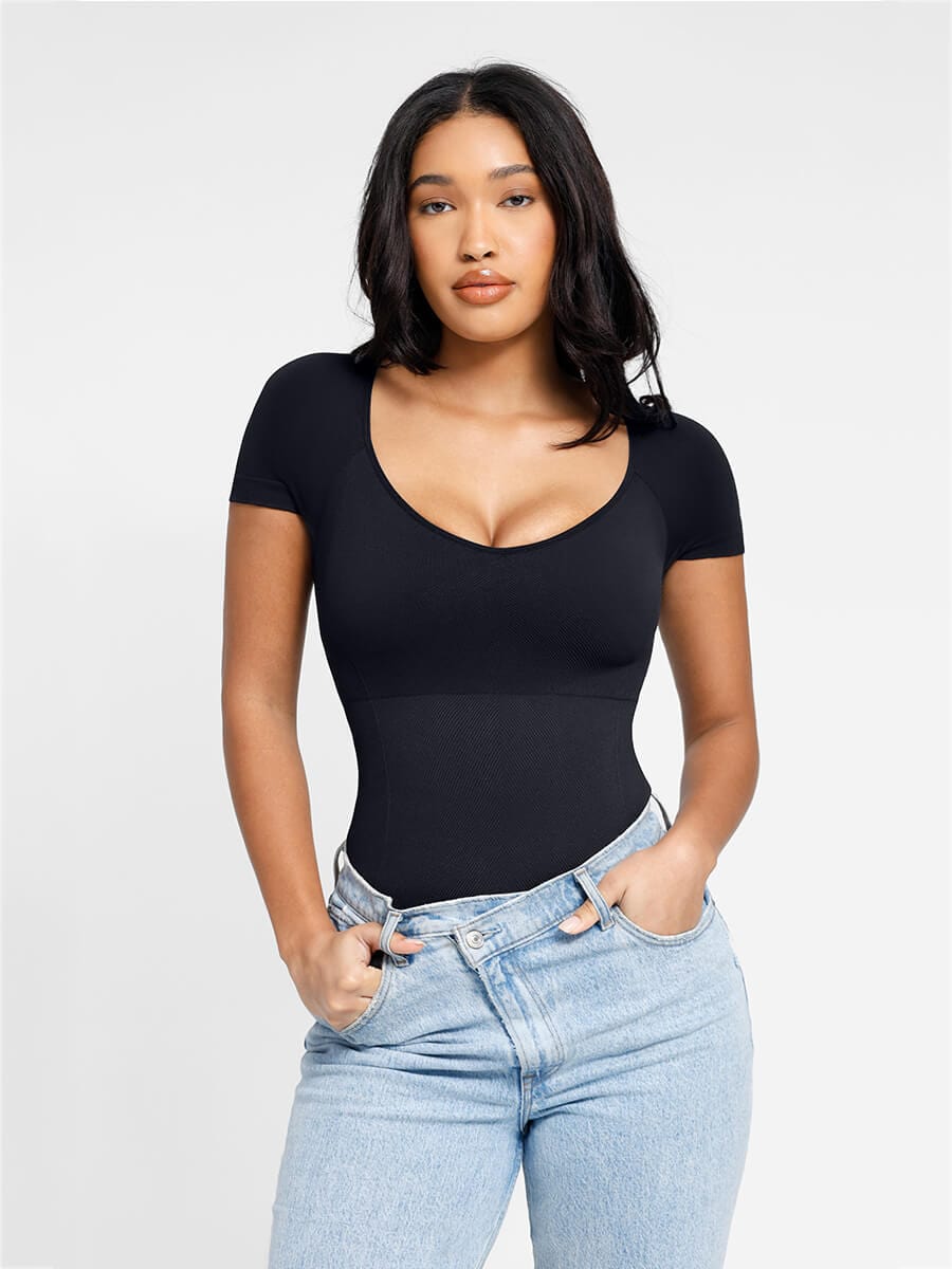 SculptLift Short Sleeve Thong Bodysuit