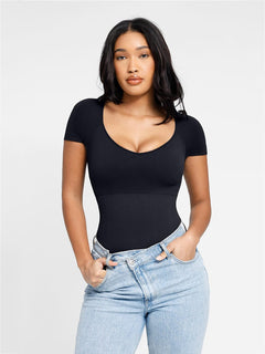 SculptLift Short Sleeve Thong Bodysuit