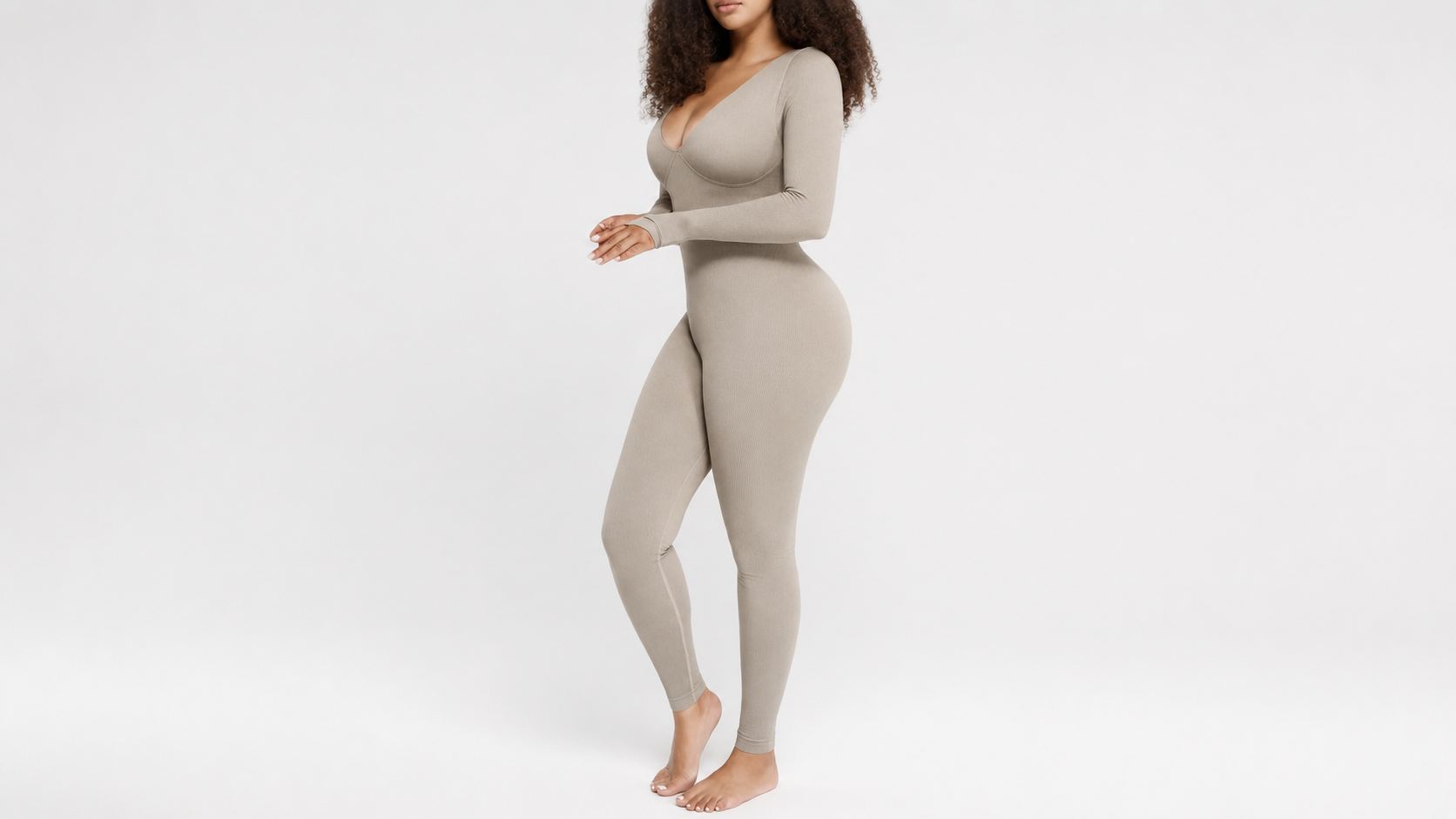 Deep V Waist-Smoothing Catsuit