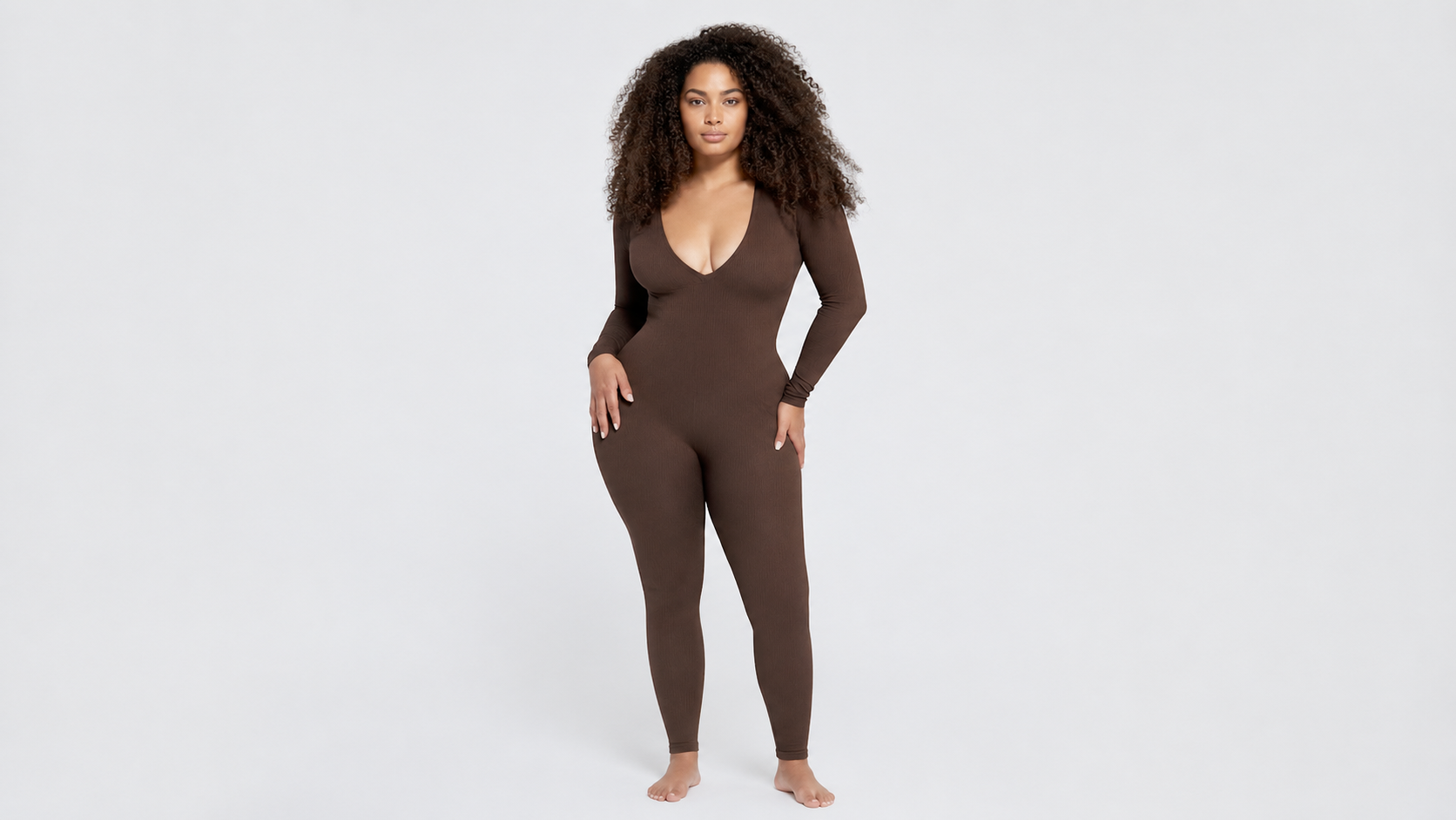 Deep V Waist-Smoothing Catsuit