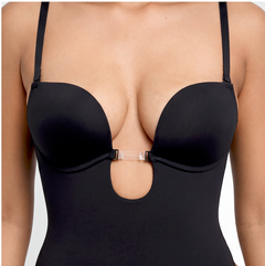 Deep Plunge Open-Back Thong Bodysuit