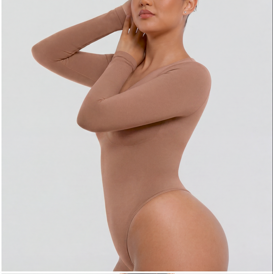 SculptLift Long Sleeve Thong Bodysuit