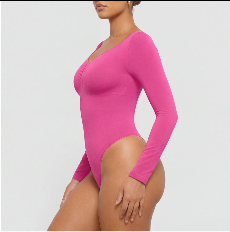 SculptLift Long Sleeve Thong Bodysuit
