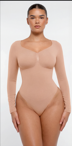SculptLift Long Sleeve Thong Bodysuit