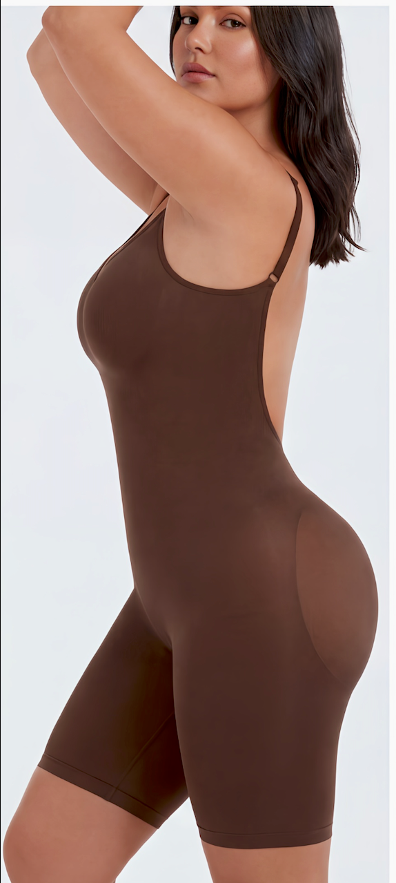 Open Back Mid-Thigh Shaper Bodysuit