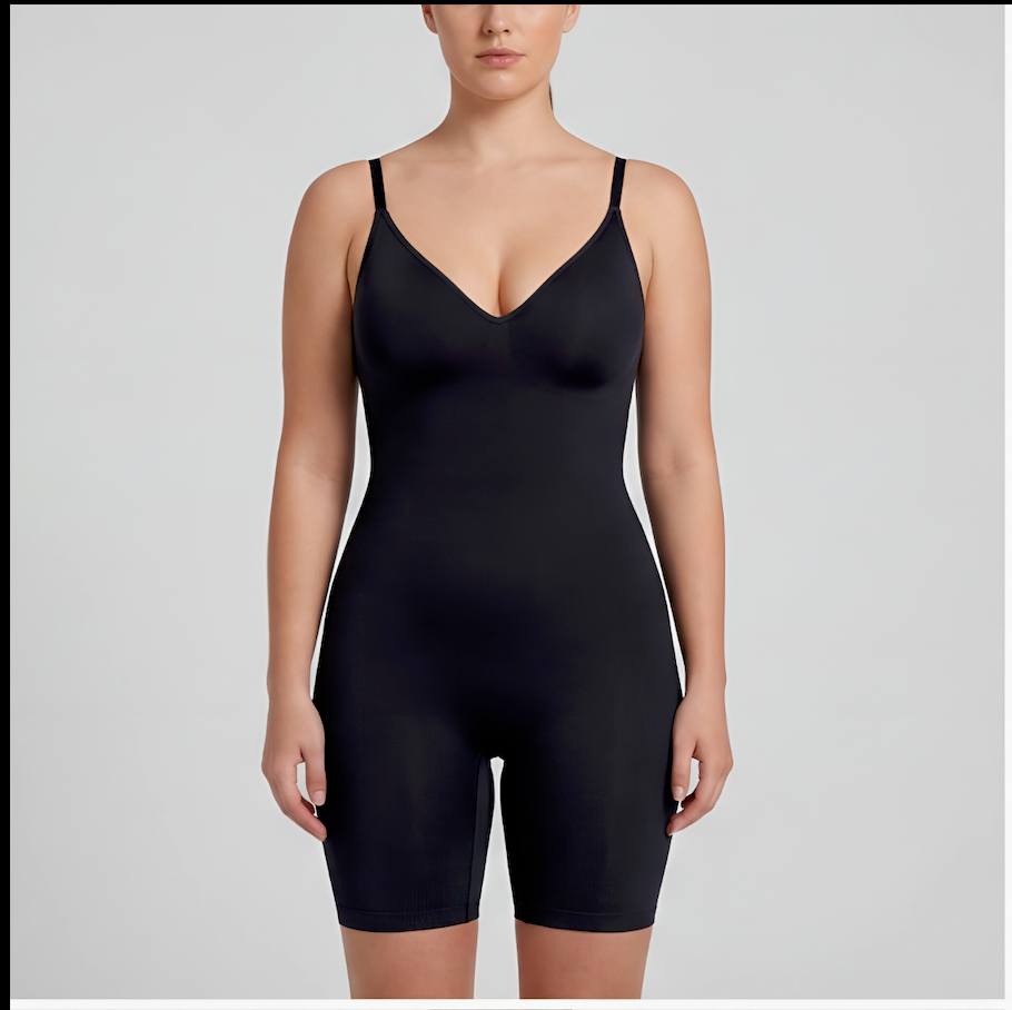 Open Back Mid-Thigh Shaper Bodysuit