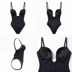 Deep Plunge Open-Back Thong Bodysuit
